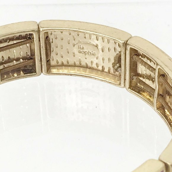 Lia Sopha Bracelet Rhythmic Purple & Gold Stretch Bangle 7" NWT Perfect M351 - Picture 4 of 6